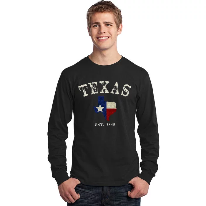 Distressed Texas State Flag Map Tall Long Sleeve T-Shirt