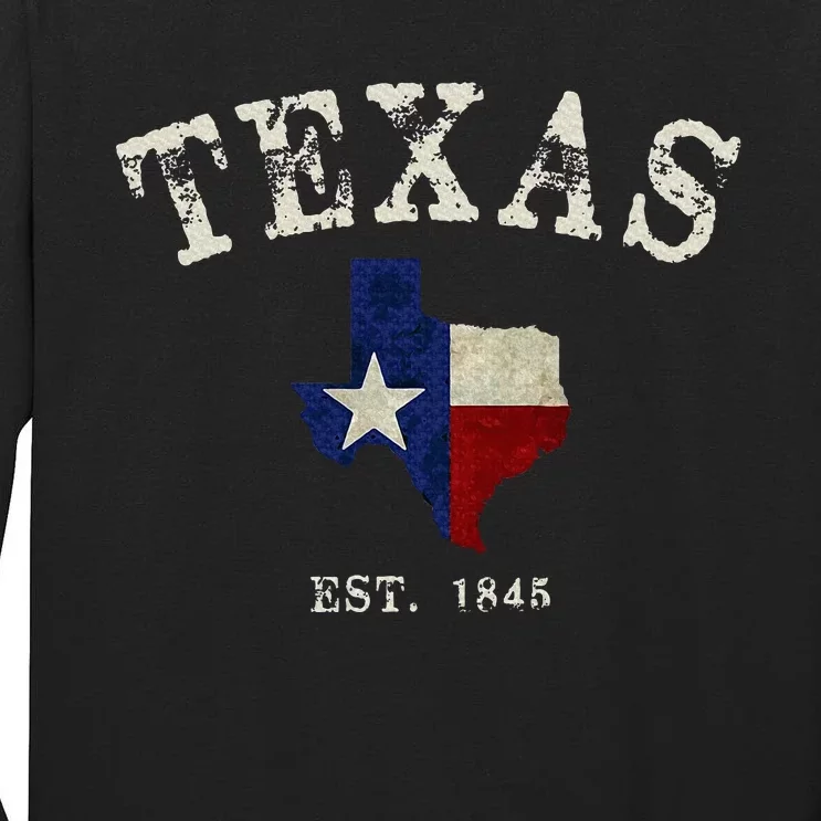 Distressed Texas State Flag Map Tall Long Sleeve T-Shirt