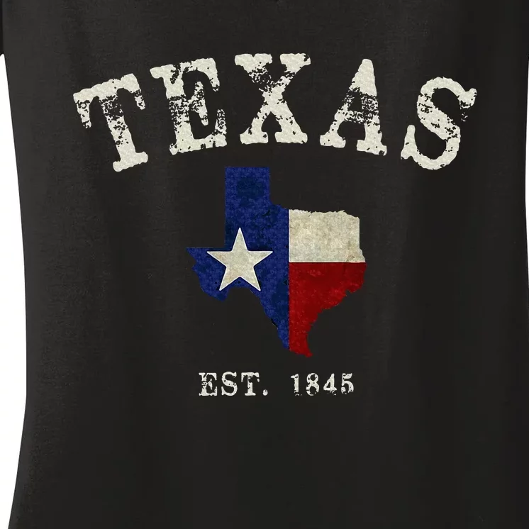 Distressed Texas State Flag Map Women's V-Neck T-Shirt