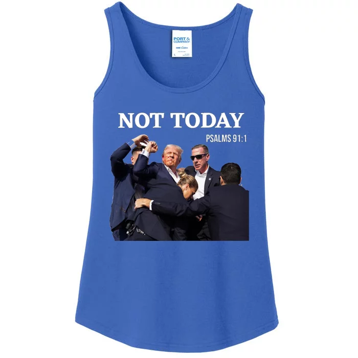 Donald Trump Shot Not Today Psalm 91: 1 Ladies Essential Tank