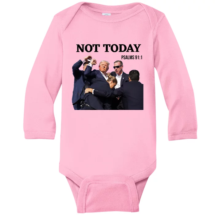 Donald Trump Shot Not Today Psalm 91: 1 Baby Long Sleeve Bodysuit