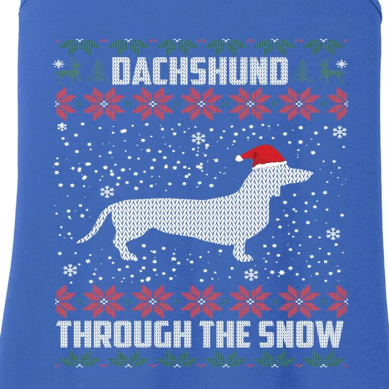 Dachshund Through Snow Christmas Ugly Gift 2018 Ladies Essential Tank