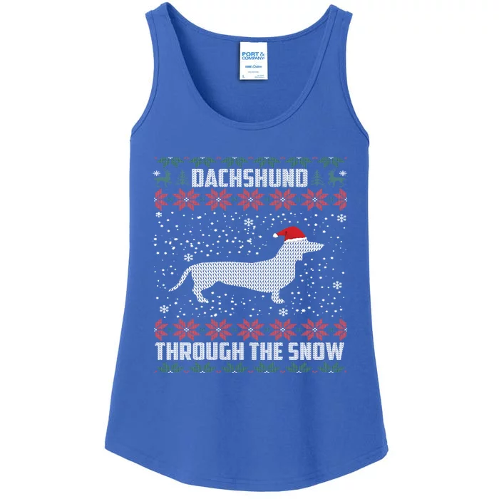 Dachshund Through Snow Christmas Ugly Gift 2018 Ladies Essential Tank