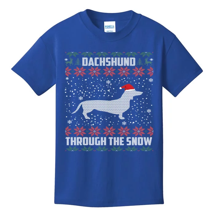 Dachshund Through Snow Christmas Ugly Gift 2018 Kids T-Shirt