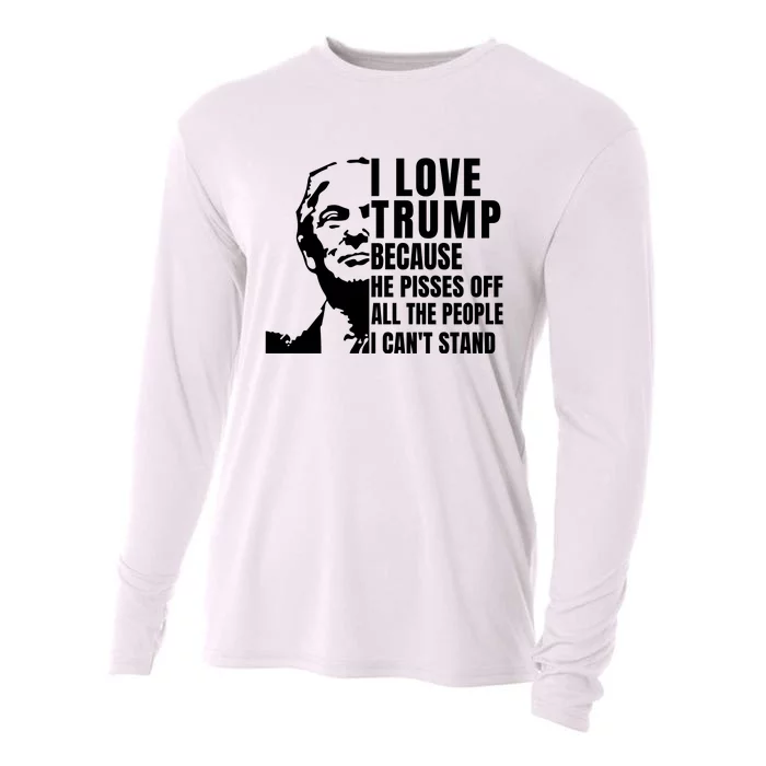 Donald Trump Shirt I Love Trump Because He Pisses Off The People I Can't Stand Cooling Performance Long Sleeve Crew