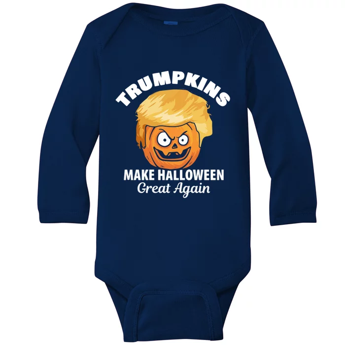 Donald Trump Saying Make Halloween Great Again Gift Baby Long Sleeve Bodysuit