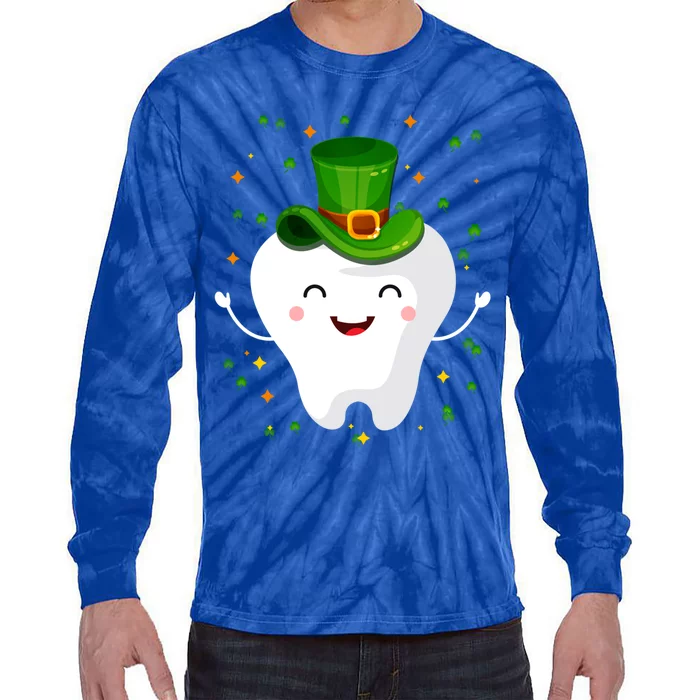 Dental Tooth St Patricks Day Funny Dentist Gift For Dentist Gift Tie-Dye Long Sleeve Shirt