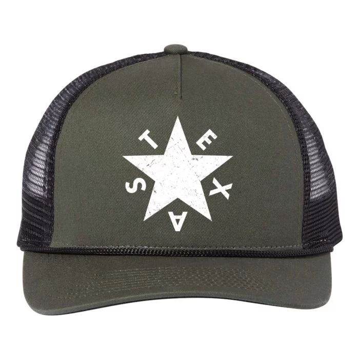 Distressed Texas Star Retro Rope Trucker Hat Cap