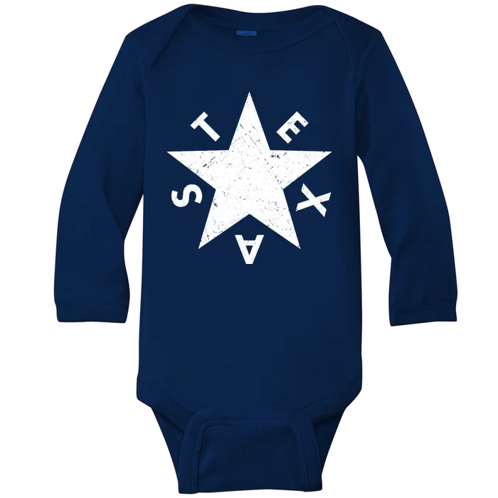 Distressed Texas Star Baby Long Sleeve Bodysuit