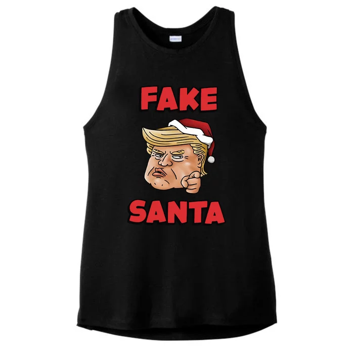 Donald Trump Santa Hat Fake Santa Christmas Ladies Tri-Blend Wicking Tank