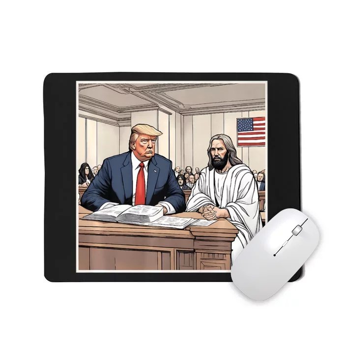 Donald Trump Sitting Next To Jesus In Court Mousepad