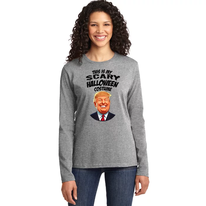 Donald Trump Scary Halloween Gag President Costume Gag Ladies Long Sleeve Shirt