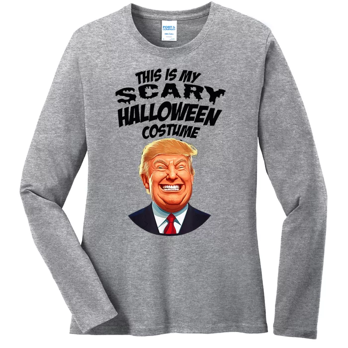 Donald Trump Scary Halloween Gag President Costume Gag Ladies Long Sleeve Shirt