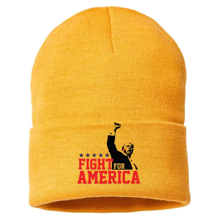 Donald Trump Shooting Fight For America Trump Assassination Attempt Sustainable Knit Beanie