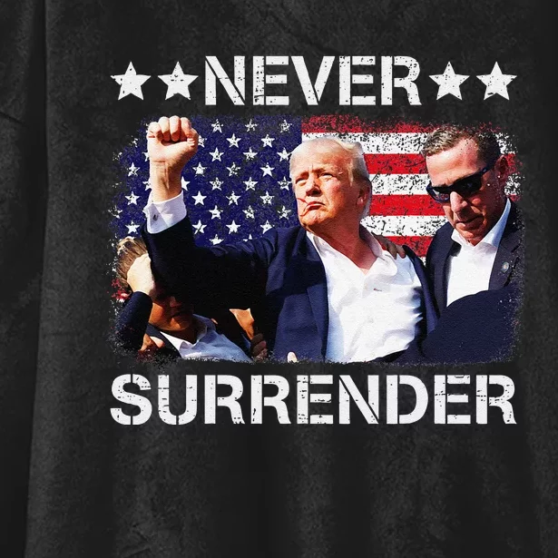 Donald Trump Shot Never Surrender 2024 Hooded Wearable Blanket