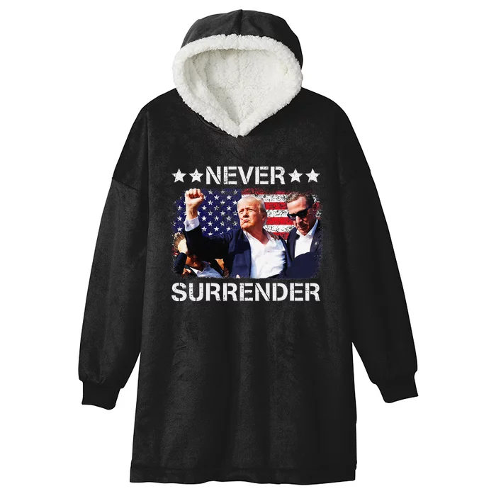 Donald Trump Shot Never Surrender 2024 Hooded Wearable Blanket