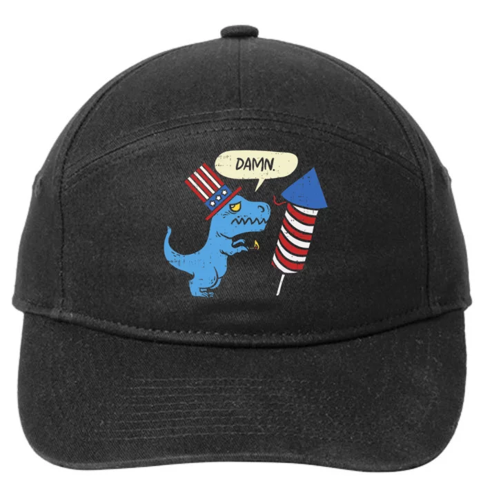 Damn TRex Short Hands Firecracker Funny Firework 4th Of July 7-Panel Snapback Hat