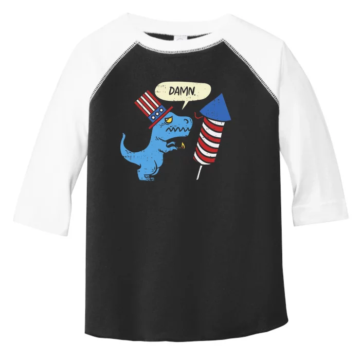 Damn TRex Short Hands Firecracker Funny Firework 4th Of July Toddler Fine Jersey T-Shirt