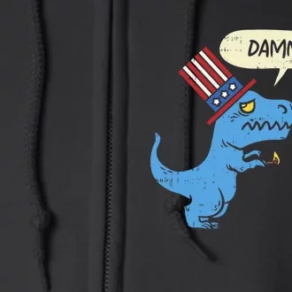 Damn TRex Short Hands Firecracker Funny Firework 4th Of July Full Zip Hoodie