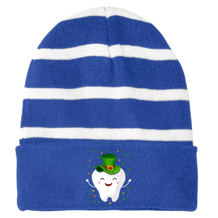 Dental Tooth St Patricks Day Funny Dentist Gift For Dentist Cute Gift Striped Beanie with Solid Band