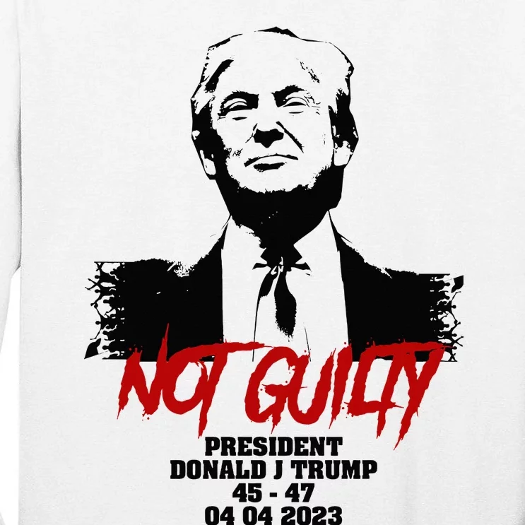 Donald Trump started selling Not Guilty mugshot Essential . Tall Long Sleeve T-Shirt