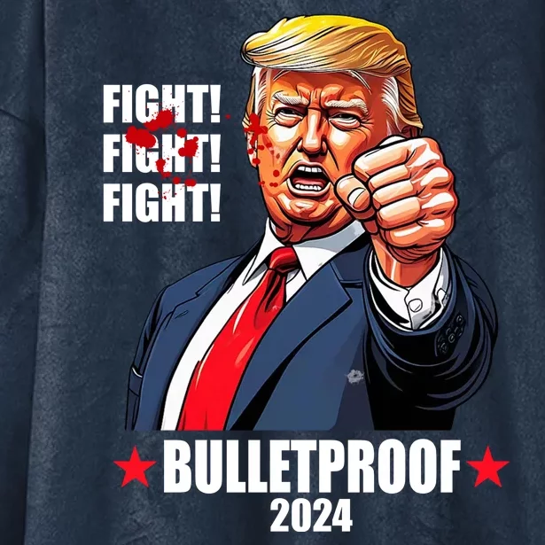 Donald Trump Shot Bulletproof Fight 2024 Election Hooded Wearable Blanket