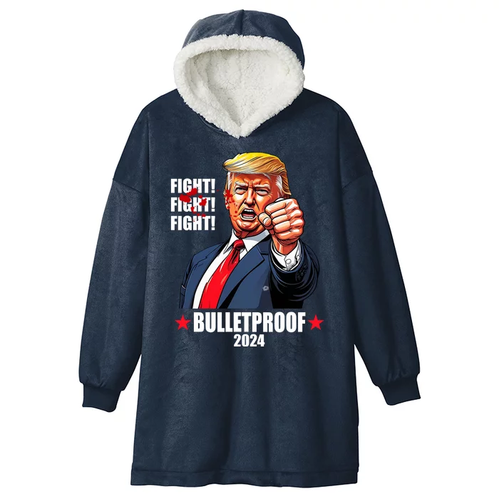 Donald Trump Shot Bulletproof Fight 2024 Election Hooded Wearable Blanket