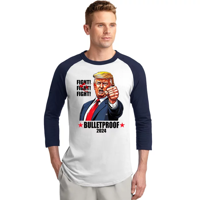 Donald Trump Shot Bulletproof Fight 2024 Election Baseball Sleeve Shirt