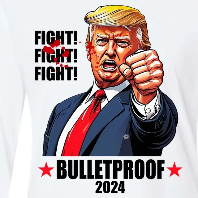 Donald Trump Shot Bulletproof Fight 2024 Election Womens Cotton Relaxed Long Sleeve T-Shirt