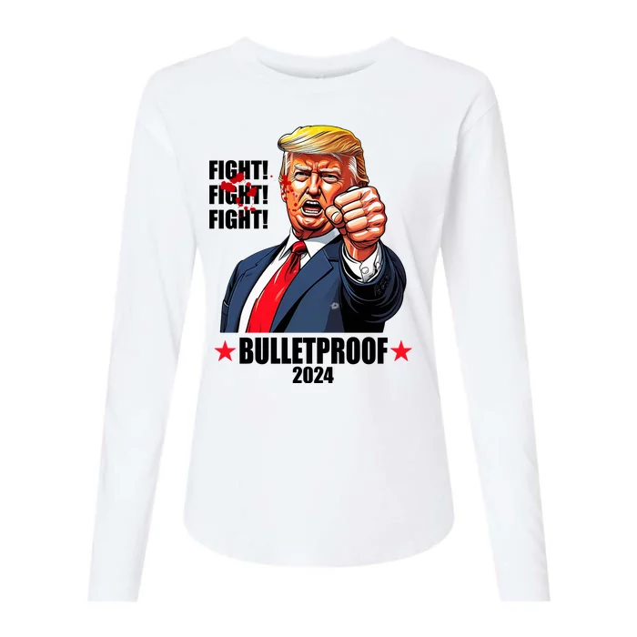 Donald Trump Shot Bulletproof Fight 2024 Election Womens Cotton Relaxed Long Sleeve T-Shirt