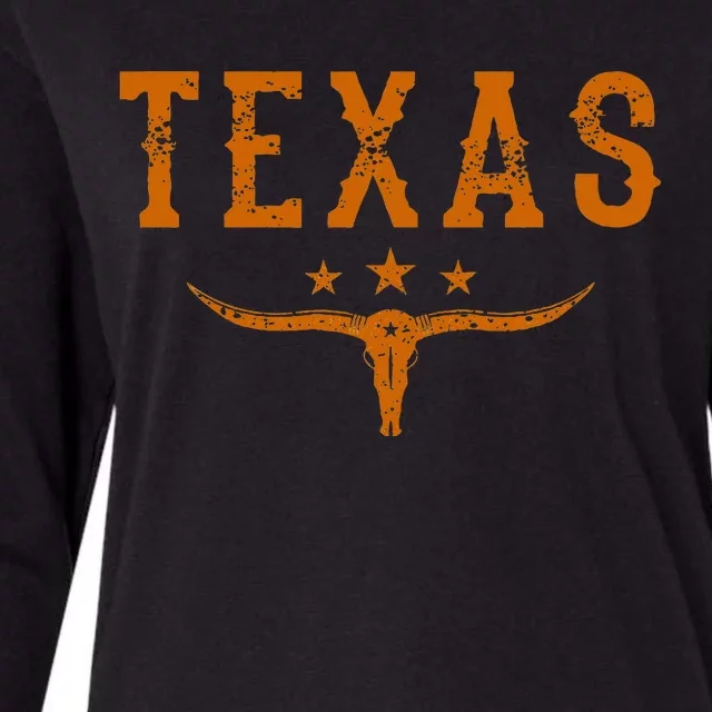 Distressed Texas State Womens Cotton Relaxed Long Sleeve T-Shirt