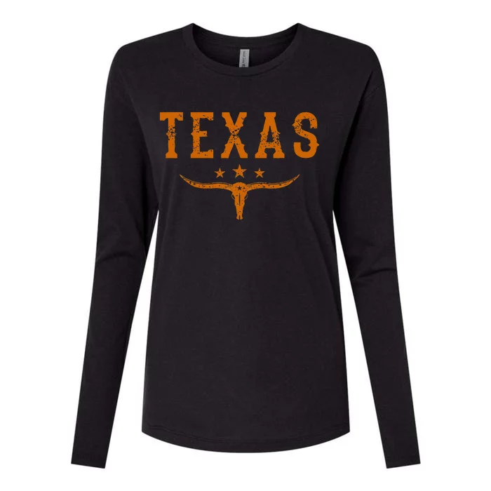 Distressed Texas State Womens Cotton Relaxed Long Sleeve T-Shirt