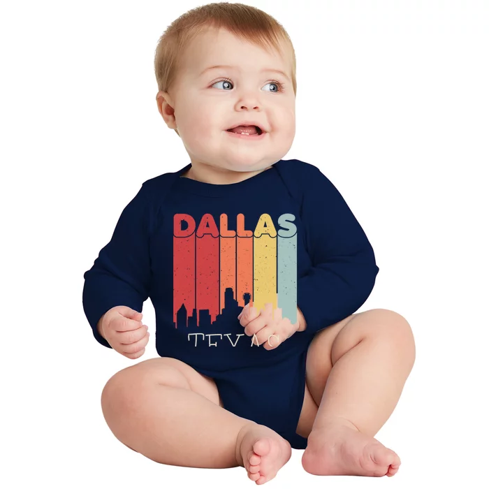 Dallas Texas Skyline Cityscape Great Gift Baby Long Sleeve Bodysuit