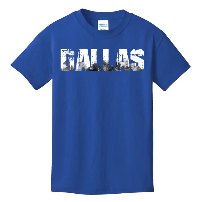 Dallas Texas Skyline Vintage Big D 817 Hometown Pride Hockey Gift Kids T-Shirt