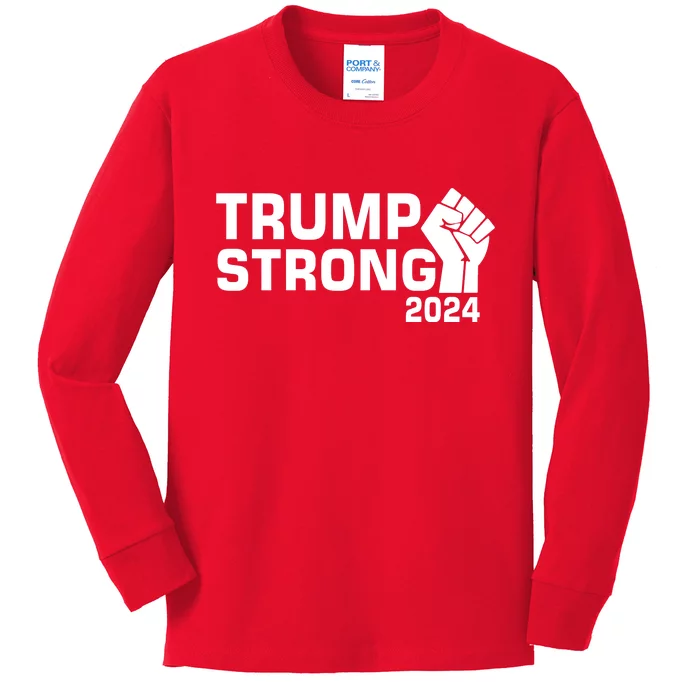 Donald Trump Strong 2024 Kids Long Sleeve Shirt