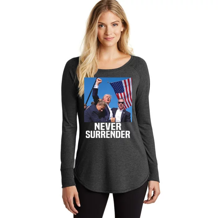 Donald Trump Shot Never Surrender 2024 Women's Perfect Tri Tunic Long Sleeve Shirt