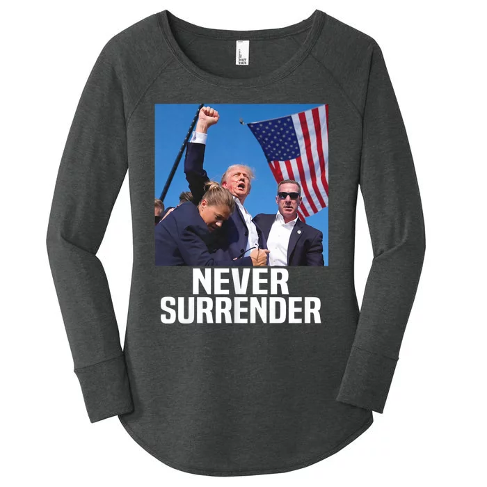 Donald Trump Shot Never Surrender 2024 Women's Perfect Tri Tunic Long Sleeve Shirt