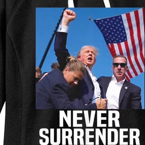 Donald Trump Shot Never Surrender 2024 Women's Fleece Hoodie