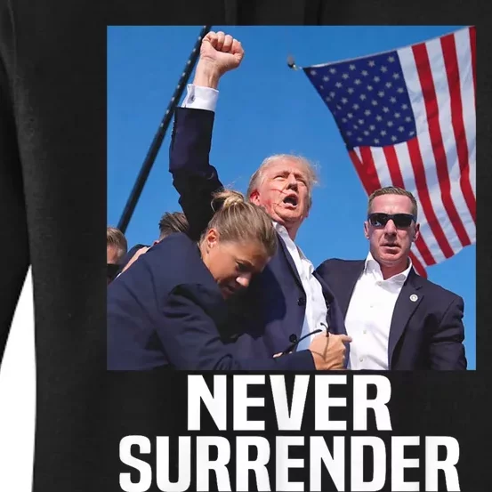 Donald Trump Shot Never Surrender 2024 Women's Pullover Hoodie