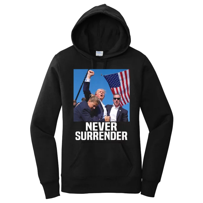 Donald Trump Shot Never Surrender 2024 Women's Pullover Hoodie