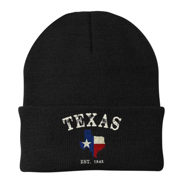 Distressed Texas State Flag Map Knit Cap Winter Beanie