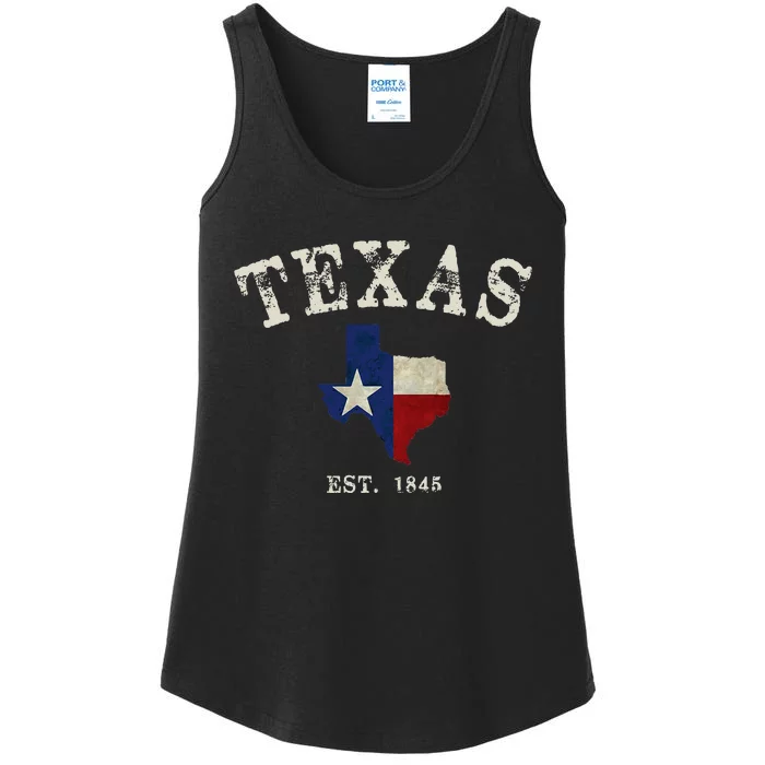 Distressed Texas State Flag Map Ladies Essential Tank