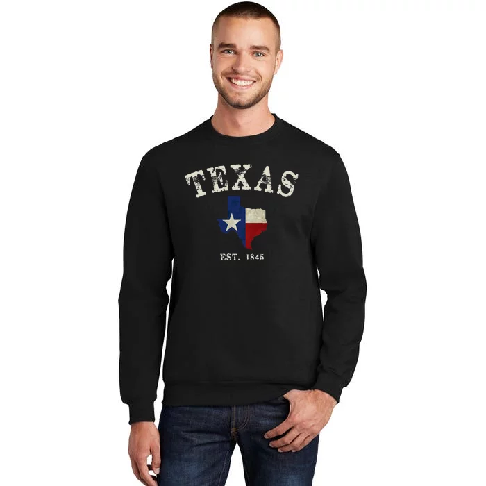 Distressed Texas State Flag Map Tall Sweatshirt