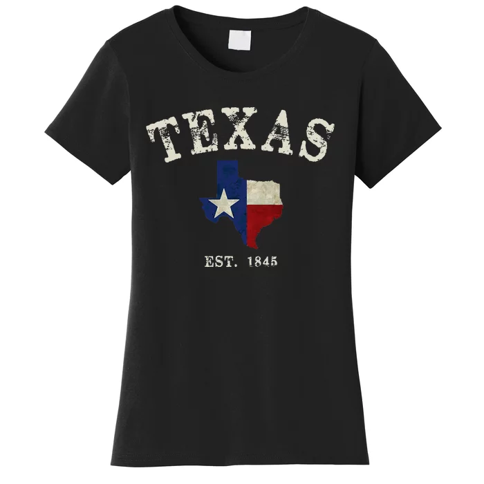 Distressed Texas State Flag Map Women's T-Shirt