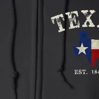 Distressed Texas State Flag Map Full Zip Hoodie