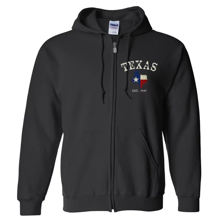 Distressed Texas State Flag Map Full Zip Hoodie