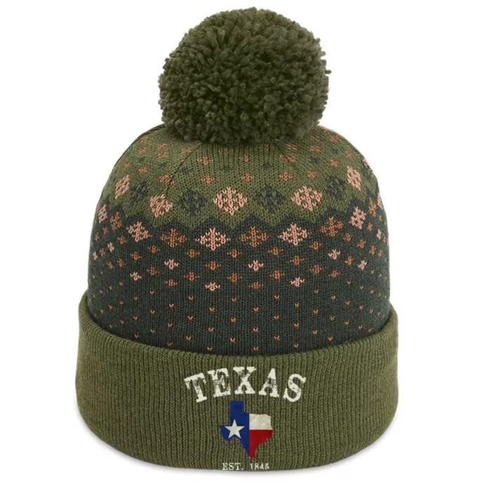 Distressed Texas State Flag Map The Baniff Cuffed Pom Beanie