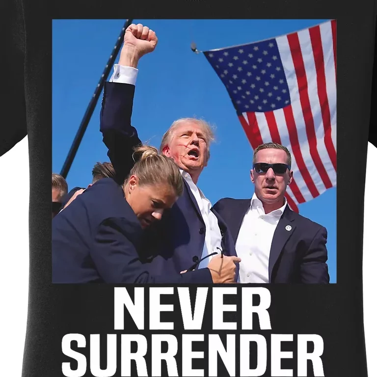 Donald Trump Shot Never Surrender 2024 Women's T-Shirt