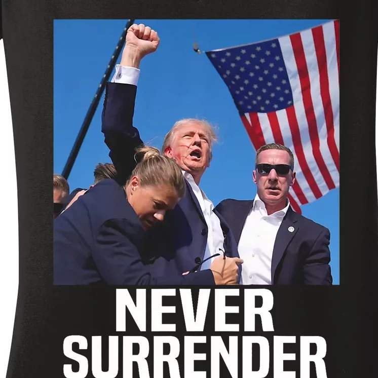 Donald Trump Shot Never Surrender 2024 Women's V-Neck T-Shirt