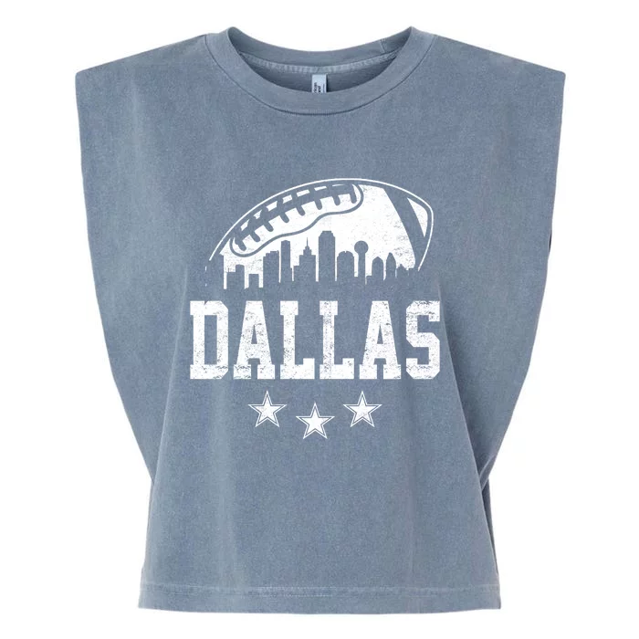 Dallas Texas Skyline Pride Vintage Dallas City Football Fan Garment-Dyed Women's Muscle Tee